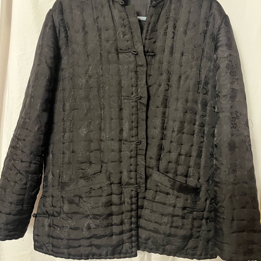 Vietnamese Quilted Black Silk Women's Jacket Size 12/14